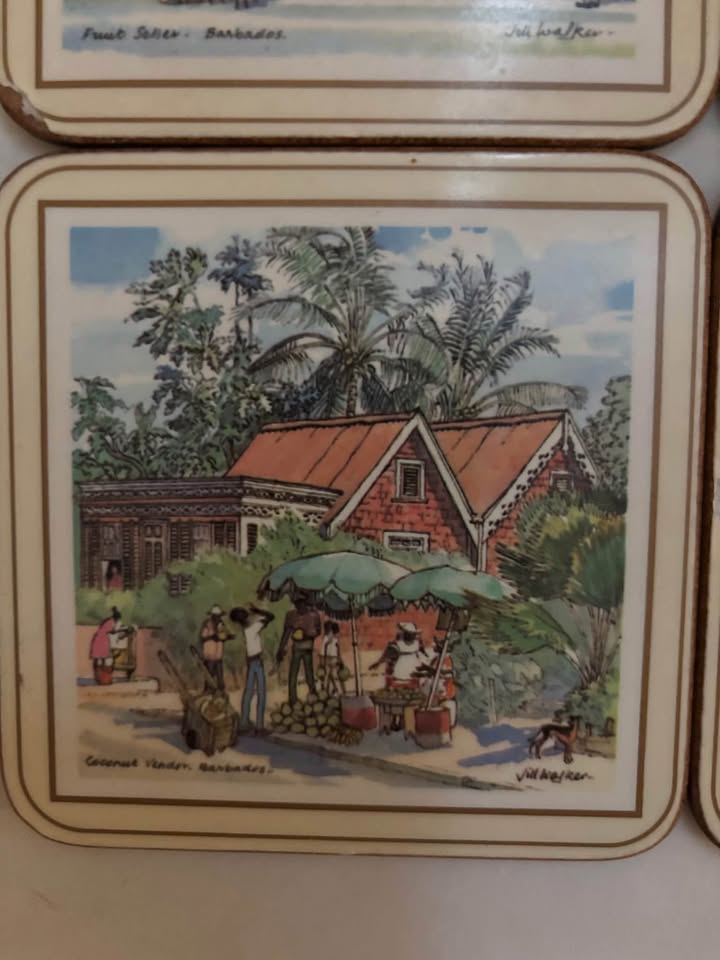 Vintage African hand painted scenery coasters for cup/glass - photo 2