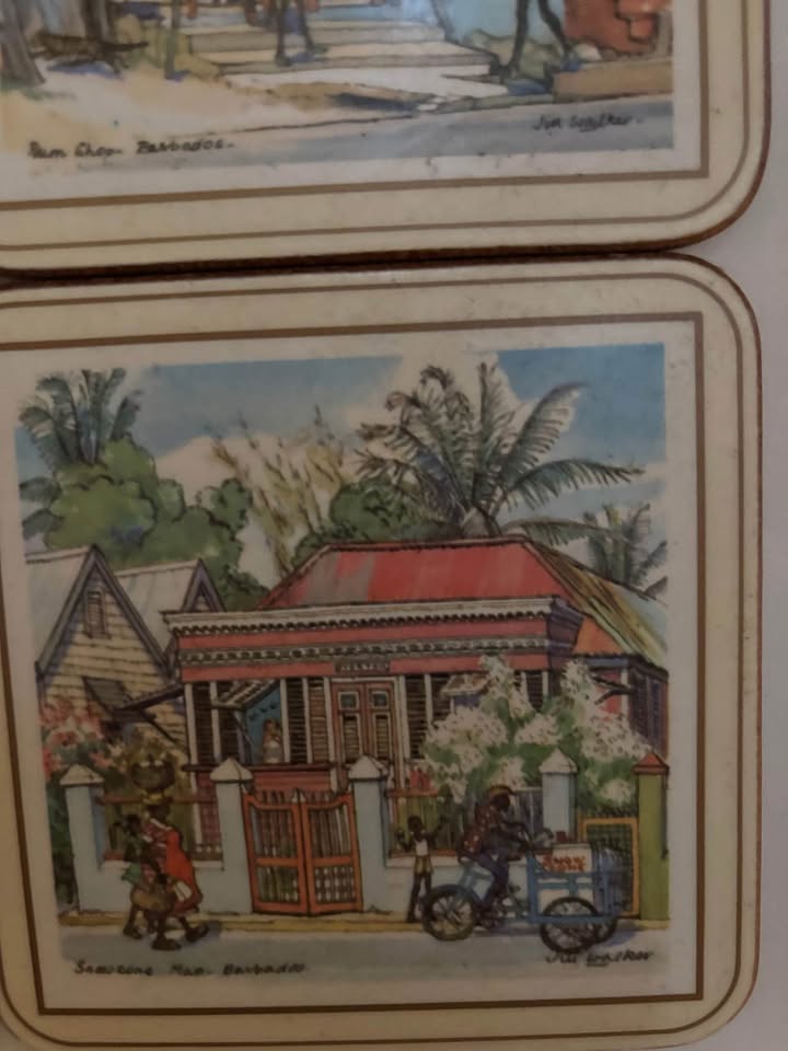 Vintage African hand painted scenery coasters for cup/glass - photo 3