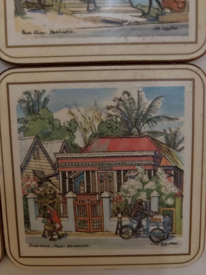 Vintage African hand painted scenery coasters for cup/glass - photo 4