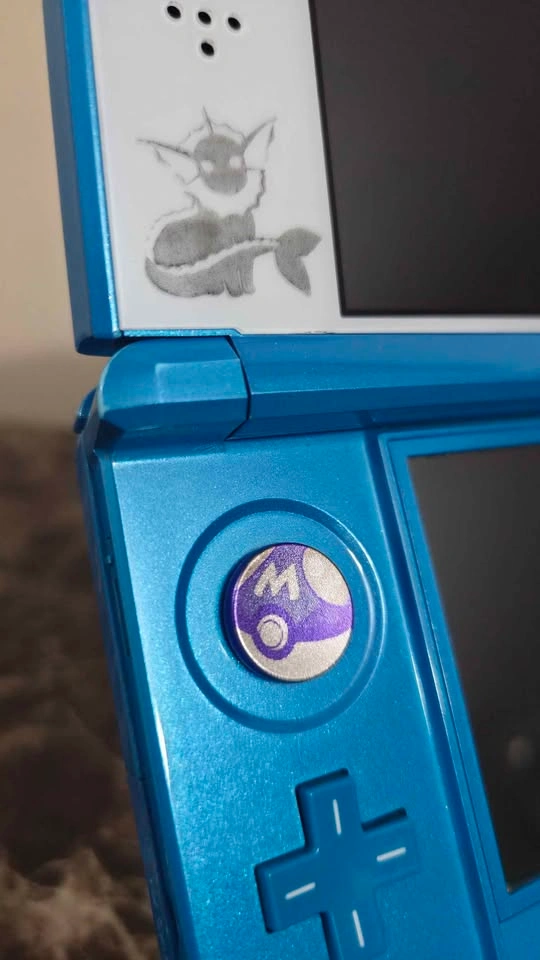 Light Blue Modded 3DS | Vaporeon C-Pad & Lens | 32GB SD | hShop - photo 2