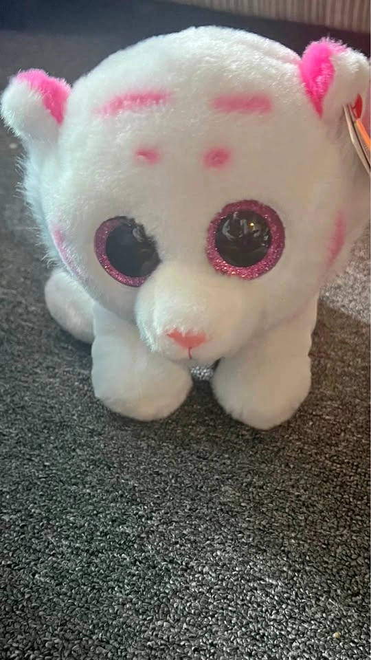 Ty Beanie Boos Tabor Pink/White Tiger - Retired/Rare