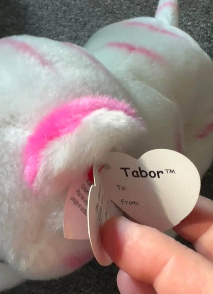 Ty Beanie Boos Tabor Pink/White Tiger - Retired/Rare - photo 3
