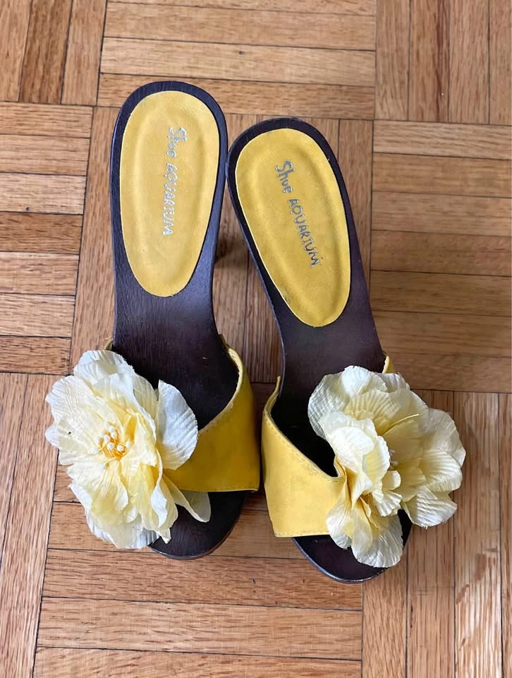 Yellow Women's Heeled Sandals