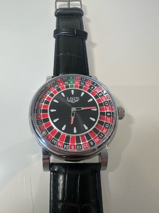 Lige Roulette Watch With Black Strap