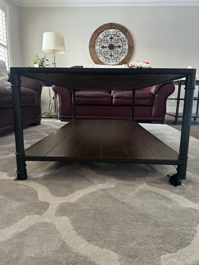 Faux Wood Coffee and Side Table Set with Wheels - photo 3