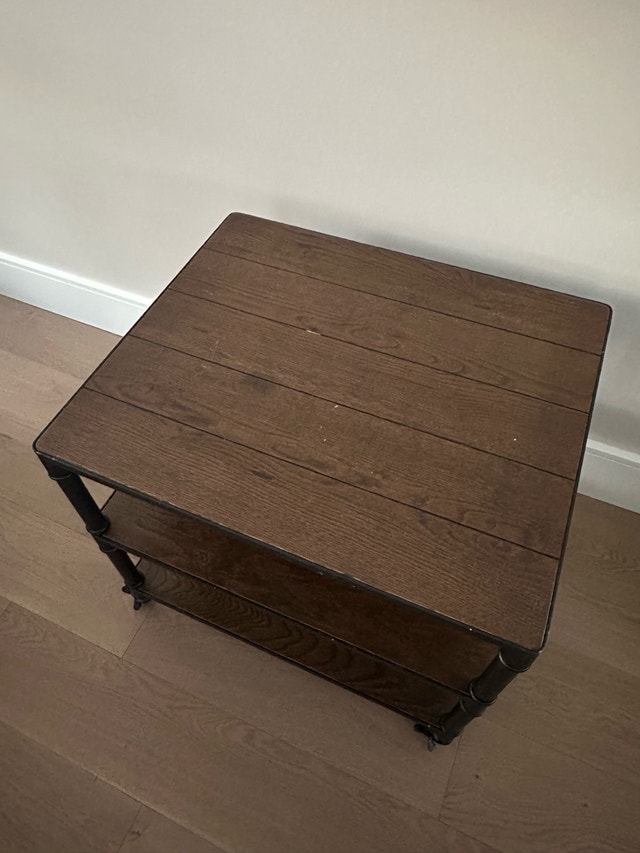 Faux Wood Coffee and Side Table Set with Wheels - photo 5