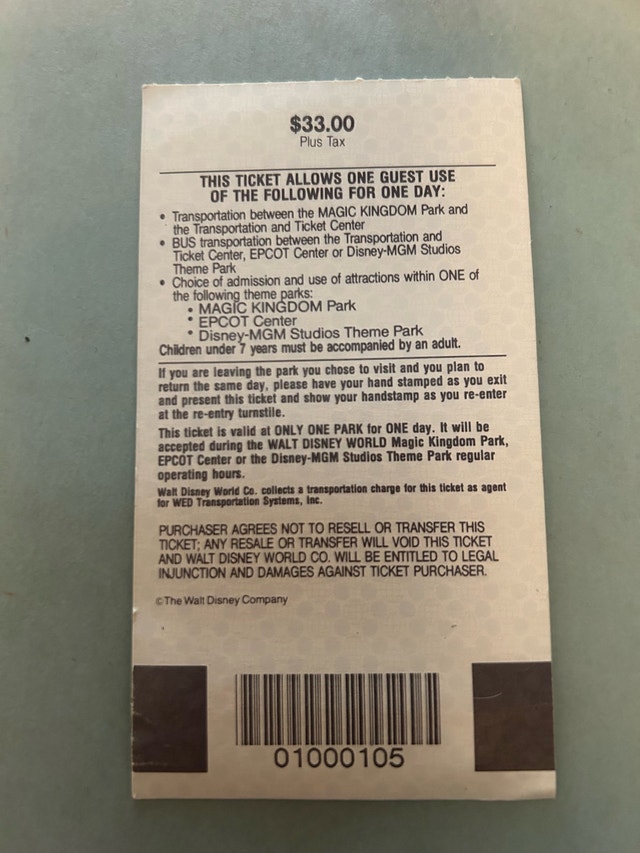 Vintage Disneyworld Ticket - photo 2