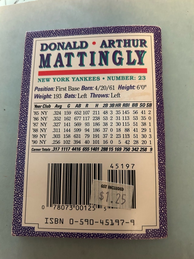 Don Mattingly Stat Book - photo 2