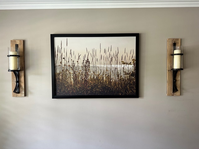 Painting With 2 Candle Holder Sconces