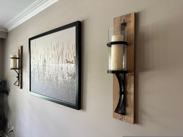 Painting With 2 Candle Holder Sconces - photo 2