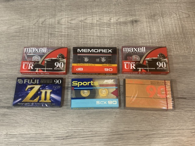 6 NEW SEALED 90 Min Blank Audio Cassette Tapes MAXELL FUJI