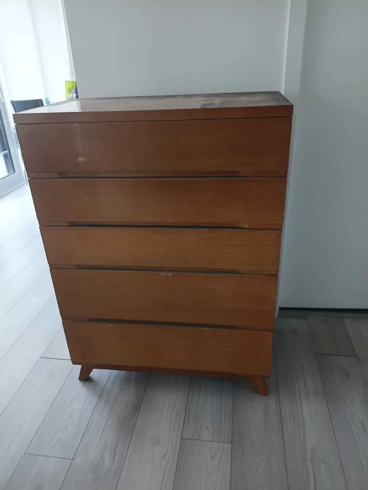 Solid Wood Mid-Century Modern 5-Drawer Dresser / Tallboy Chest - photo 4