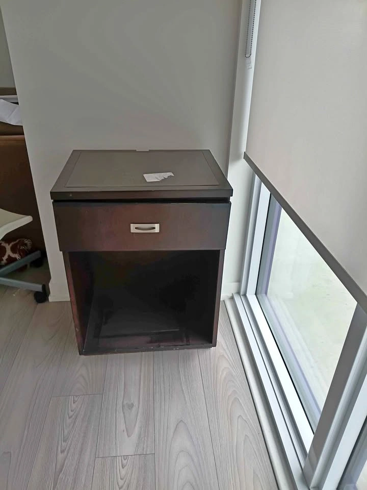 Wooden Nightstand / Bedside Table with Drawer and Open Shelf