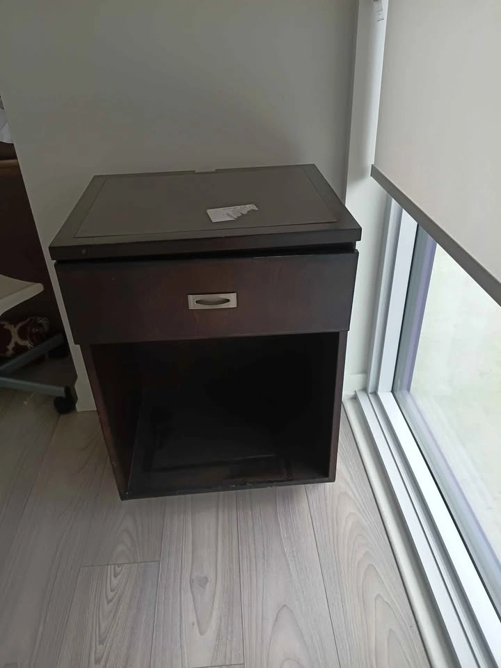 Wooden Nightstand / Bedside Table with Drawer and Open Shelf - photo 2