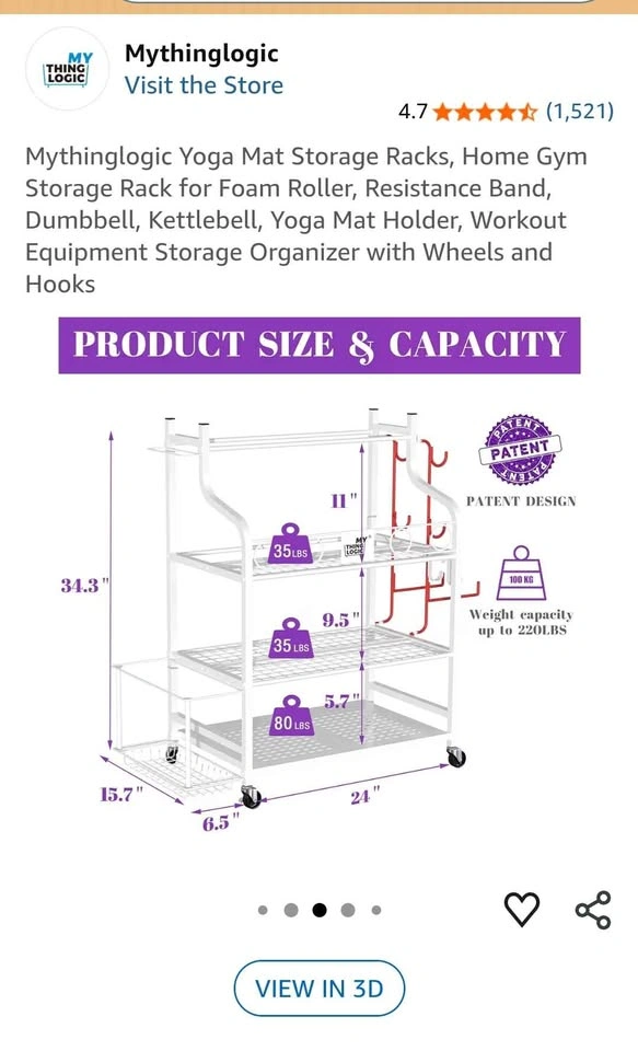 Home Gym Storage Rack with Shelves and Wheels - photo 3