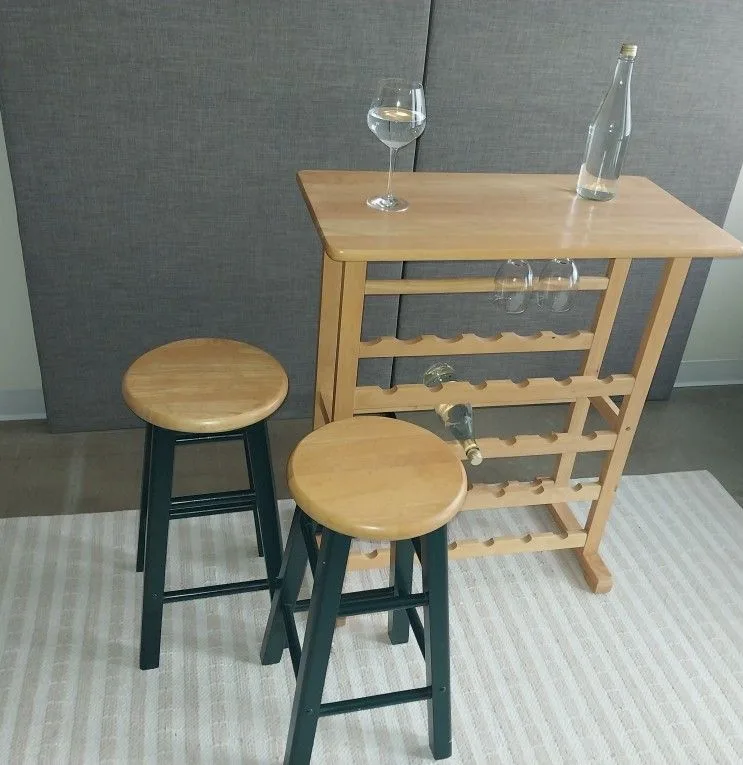 Stylish Wine Bar Table Set w/ 2 Stools – Must Sell $40 - photo 2