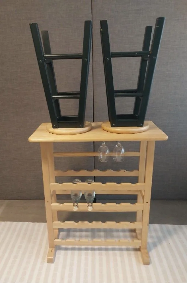 Stylish Wine Bar Table Set w/ 2 Stools – Must Sell $40 - photo 4