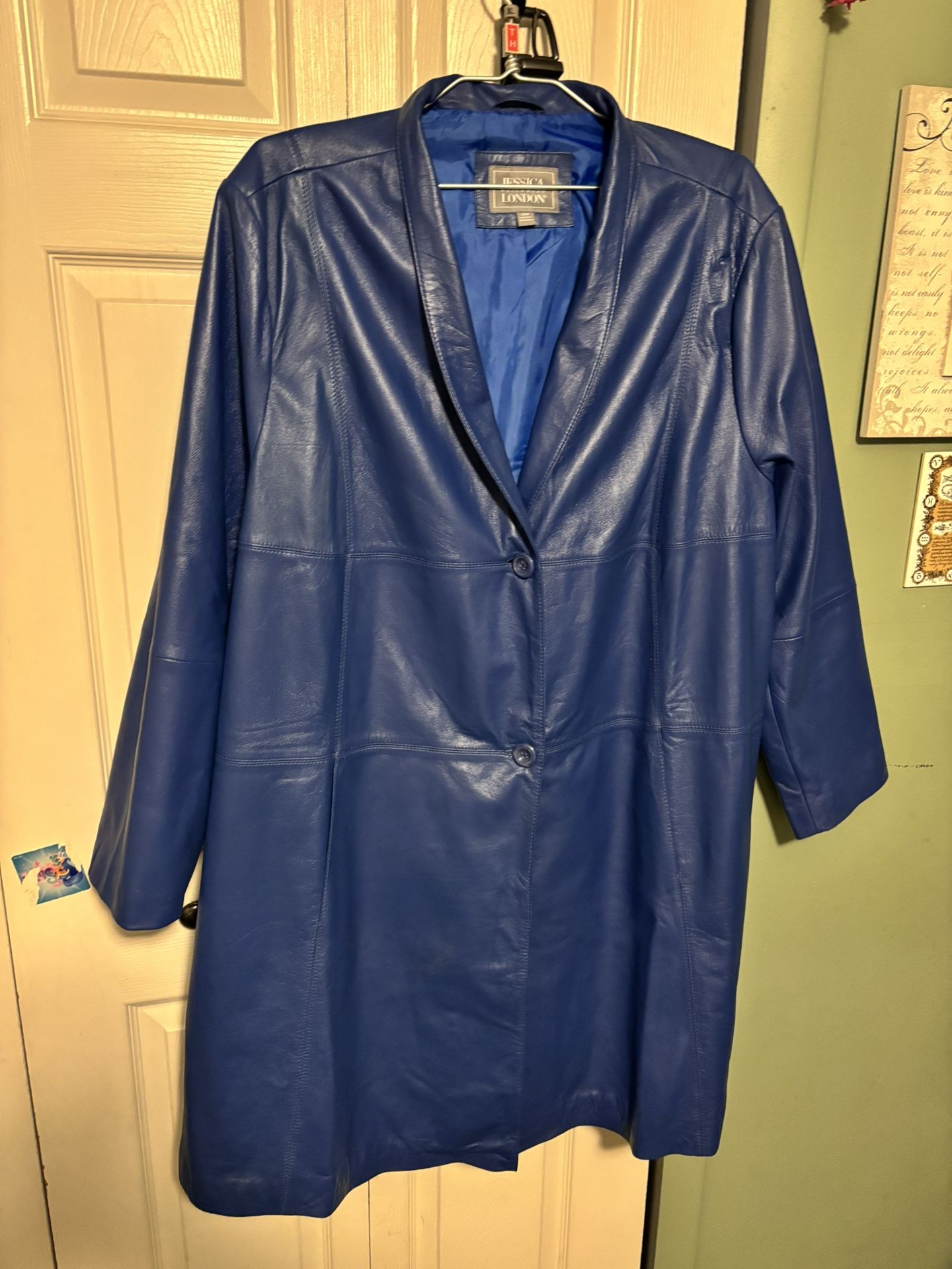 Jessica London Blue Leather Jacket Size 28 - photo 4