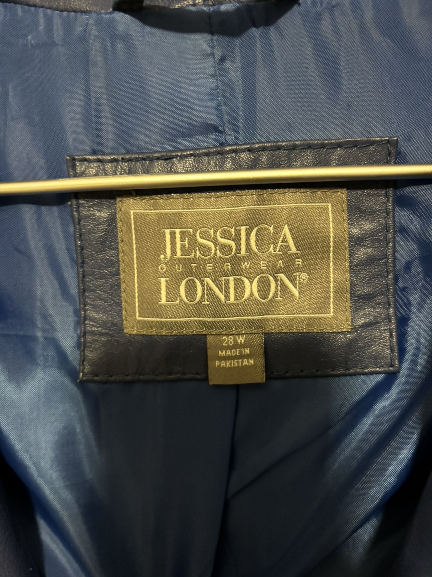 Jessica London Blue Leather Jacket Size 28 - photo 5
