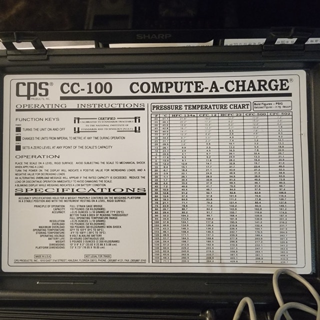 CPS Compute-a-Charge CC-100 HVAC Scale Freon Refrigerant - photo 3