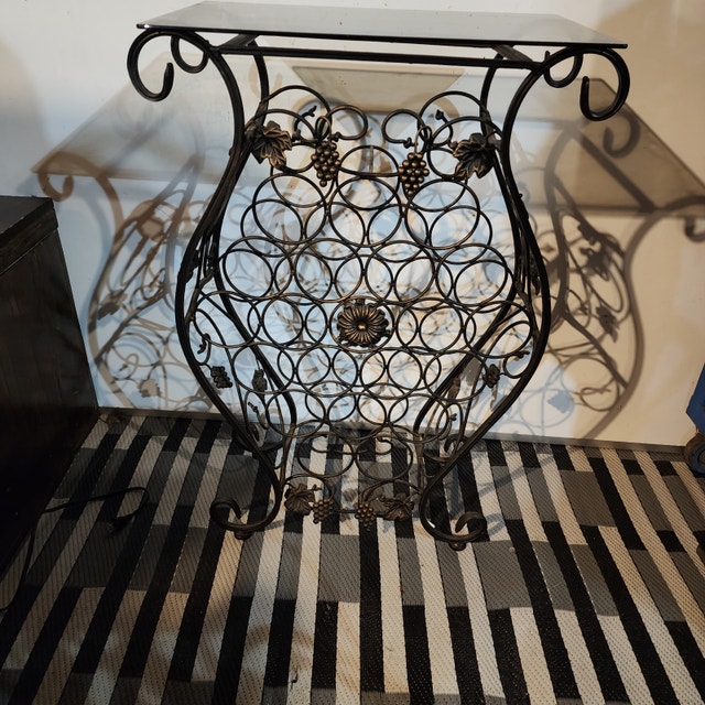 Wine Holder Glass Top Metal Tabletop - 22.5 x 13.5 x 35'' Tall - photo 2