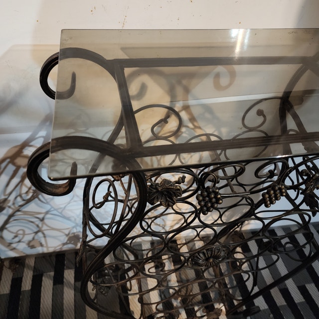 Wine Holder Glass Top Metal Tabletop - 22.5 x 13.5 x 35'' Tall - photo 4