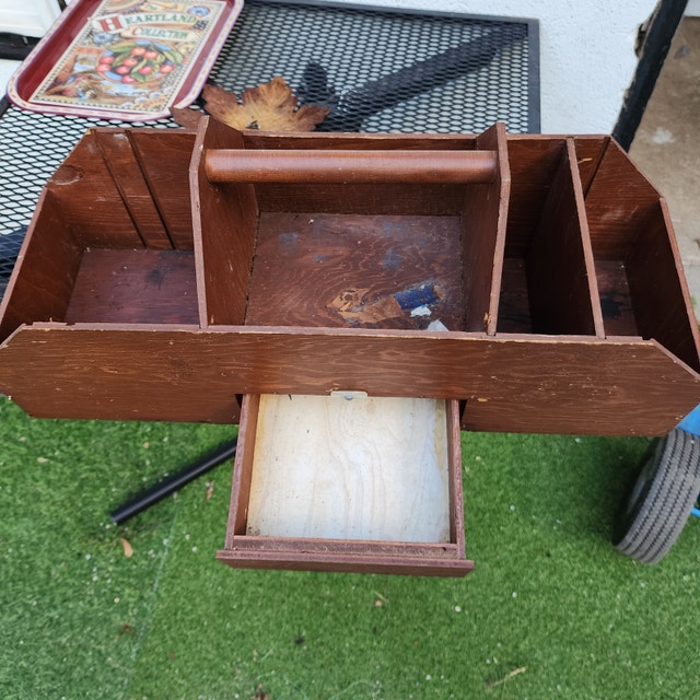 Wooden Toolbox with Bottom Drawer