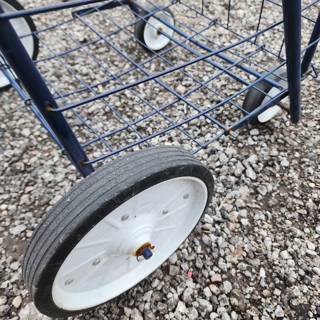 Blue 4-Wheel Rolling Shopping Cart - photo 2