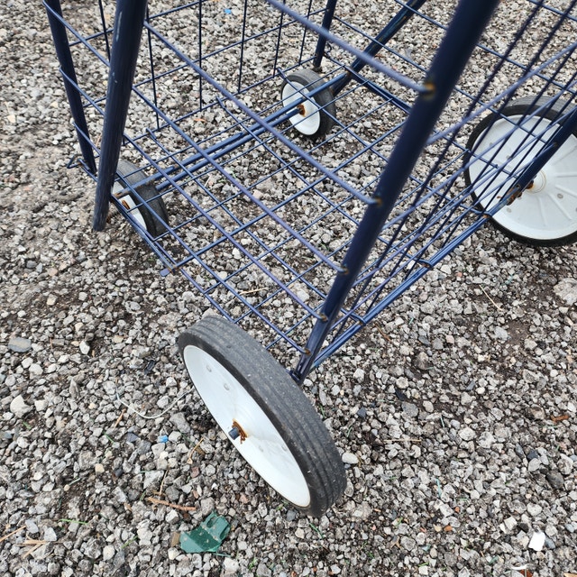 Blue 4-Wheel Rolling Shopping Cart - photo 3