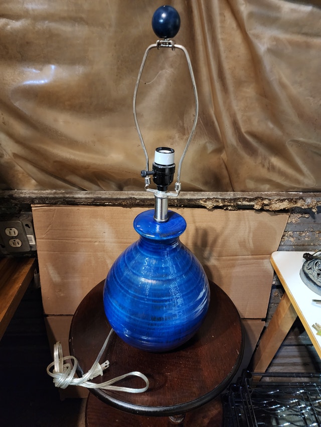 Blue Table Desk Lamp - No Shade