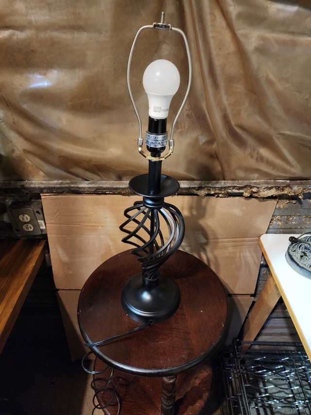 Black Table Lamp - Swirl Design (No Shade)