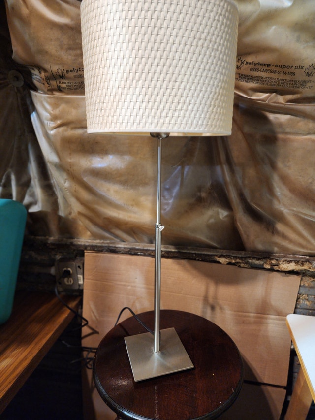 Silver Lamp Stick White Shade Square Base Table Desk Indoor - photo 5