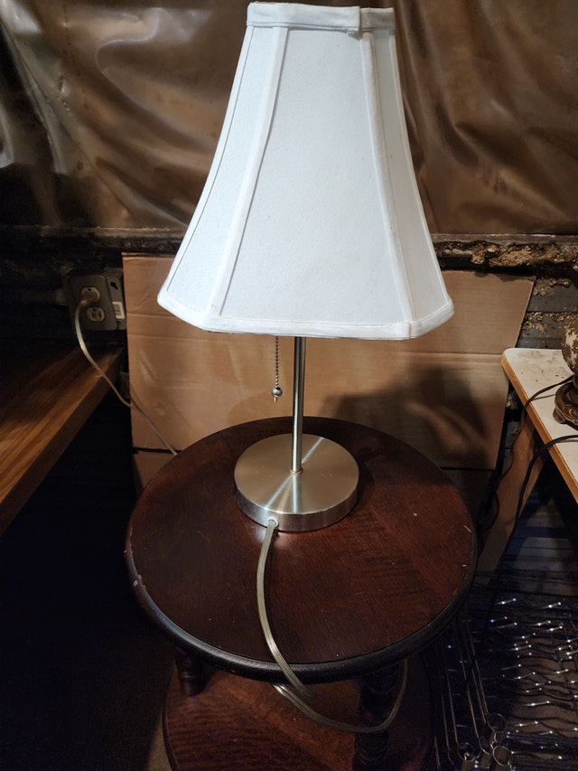Silver Lamp Stick White Shade Table Desk Indoor Lighting