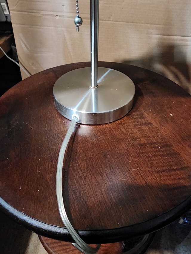 Silver Lamp Stick White Shade Table Desk Indoor Lighting - photo 3