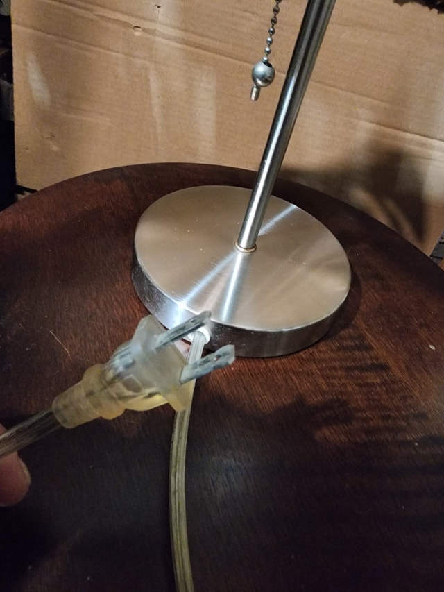Silver Lamp Stick White Shade Table Desk Indoor Lighting - photo 4