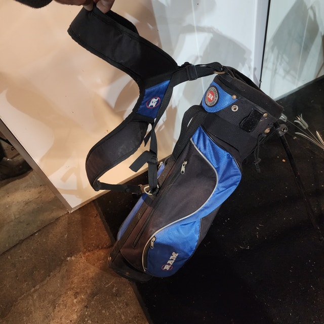 RAM Blue Golf Bag Club Strap, Carry, Stand