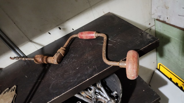 Manual Crank Drill Vintage Wooden