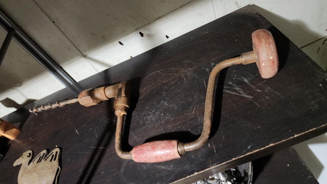 Manual Crank Drill Vintage Wooden - photo 3