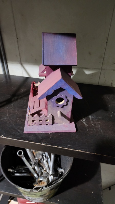 Red bird house decor outside bird home - photo 2