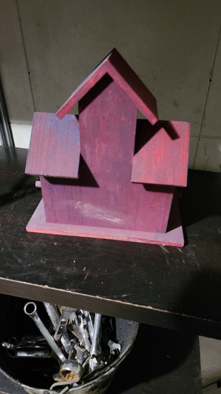 Red bird house decor outside bird home - photo 3