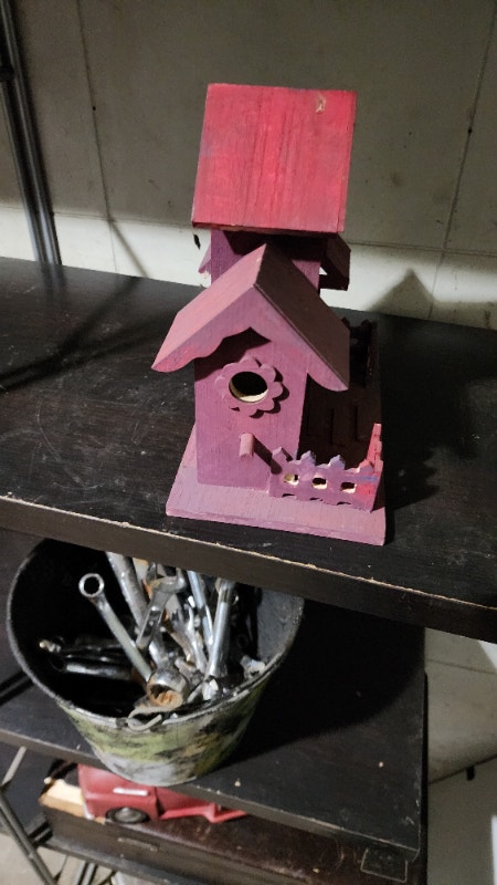 Red bird house decor outside bird home - photo 4