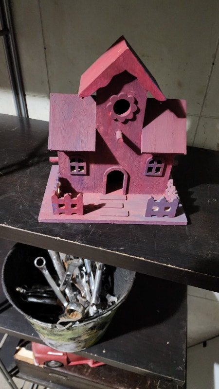 Red bird house decor outside bird home - photo 5