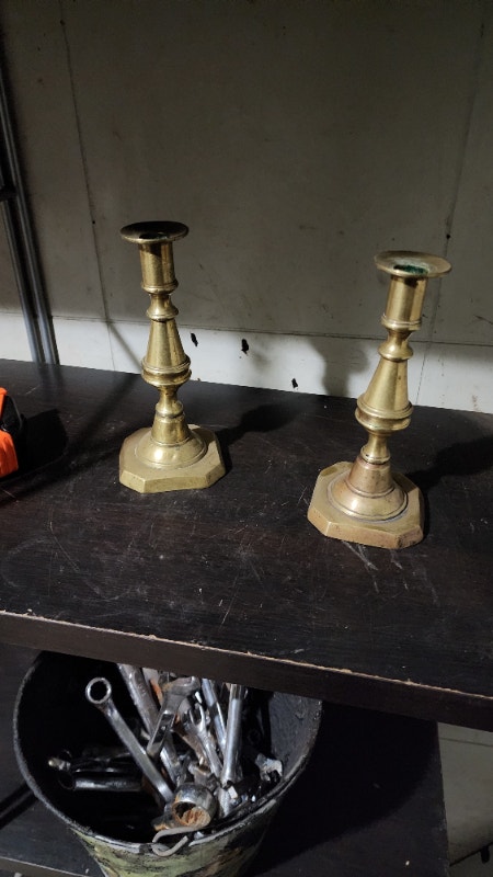 Brass candle holder stands 7'' - photo 3