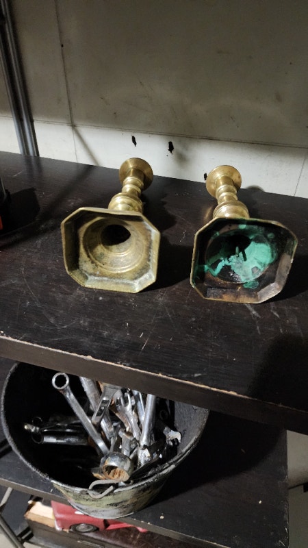 Brass candle holder stands 7'' - photo 4