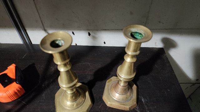 Brass candle holder stands 7'' - photo 5