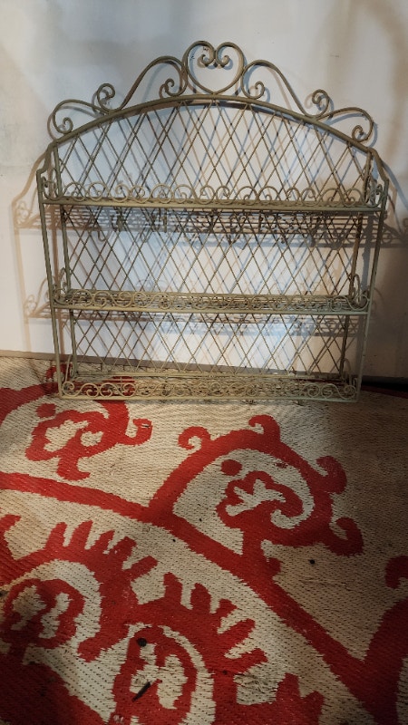 Wire Mesh Wall Shelf & Hooks Decor Storage
