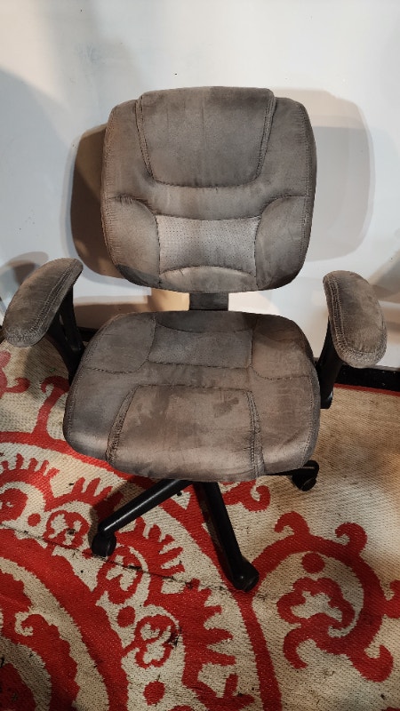 Gray Suede Armchair Rolling Office Chair