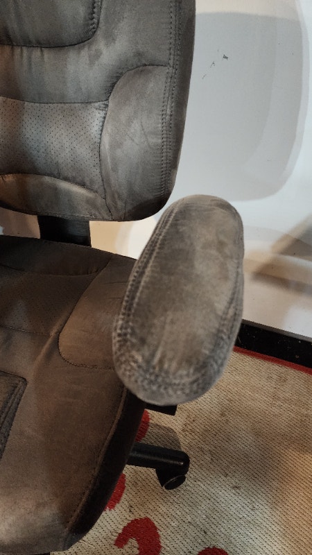 Gray Suede Armchair Rolling Office Chair - photo 3