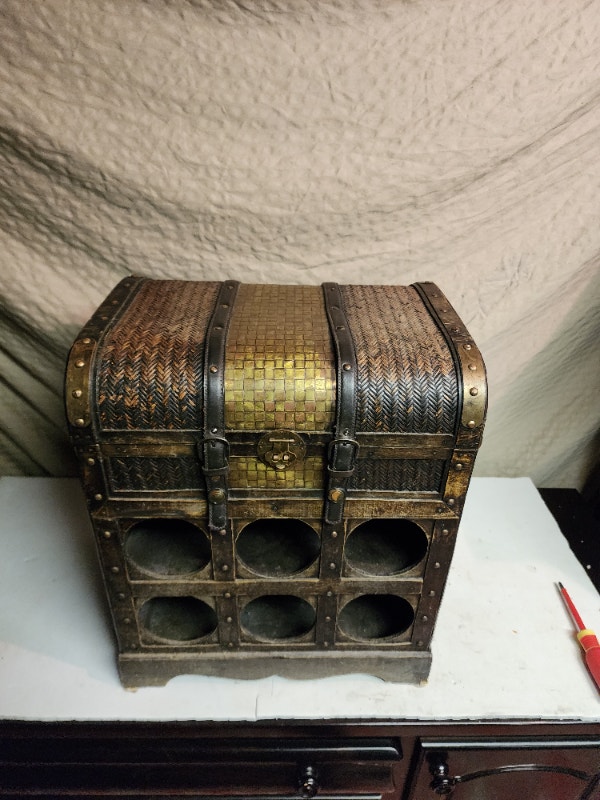 Vintage Wicker 6 Bottle Wine Holder Chest - photo 2