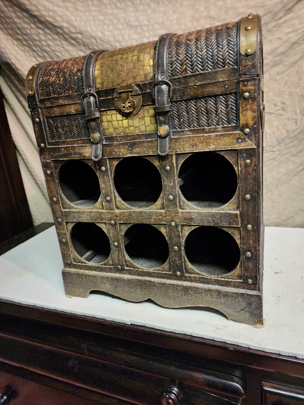 Vintage Wicker 6 Bottle Wine Holder Chest - photo 5